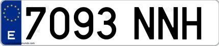 Ejemplo de matrícula española 7093 NNH