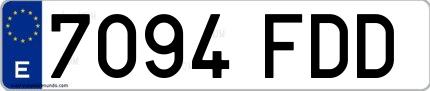 Ejemplo de matrícula española 7094 FDD
