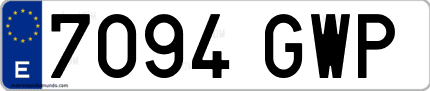 Ejemplo de matrícula de coche ordinaria 7094 GWP