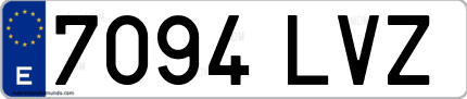 Ejemplo de matrícula de coche ordinaria 7094 LVZ