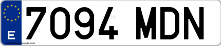 Ejemplo de matrícula de coche ordinaria 7094 MDN