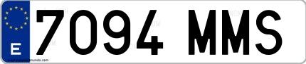 Ejemplo de matrícula española 7094 MMS