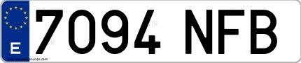 Ejemplo de matrícula española 7094 NFB