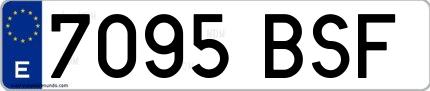 Ejemplo de matrícula española 7095 BSF