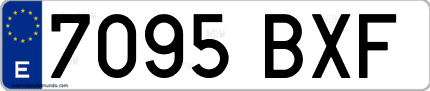 Ejemplo de matrícula de coche ordinaria 7095 BXF