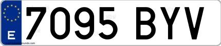 Ejemplo de matrícula española 7095 BYV