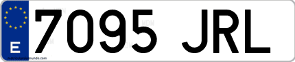 Ejemplo de matrícula de coche ordinaria 7095 JRL