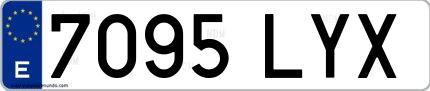 Ejemplo de matrícula española 7095 LYX