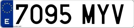Ejemplo de matrícula española 7095 MYV