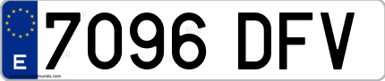 Ejemplo de matrícula de coche ordinaria 7096 DFV