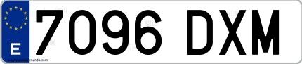 Ejemplo de matrícula española 7096 DXM