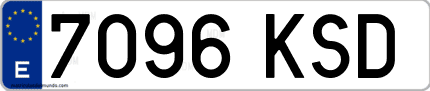 Ejemplo de matrícula de coche ordinaria 7096 KSD