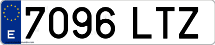 Ejemplo de matrícula de coche ordinaria 7096 LTZ