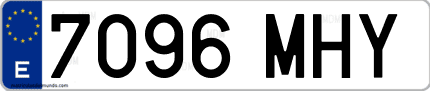 Ejemplo de matrícula de coche ordinaria 7096 MHY