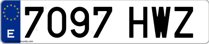 Ejemplo de matrícula de coche ordinaria 7097 HWZ