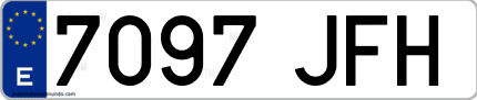 Ejemplo de matrícula de coche ordinaria 7097 JFH