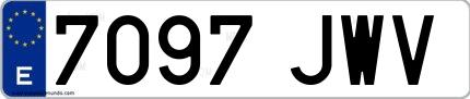 Ejemplo de matrícula española 7097 JWV