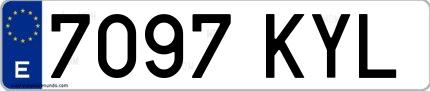 Ejemplo de matrícula de coche ordinaria 7097 KYL