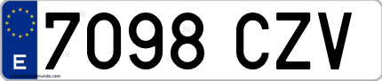 Ejemplo de matrícula de coche ordinaria 7098 CZV