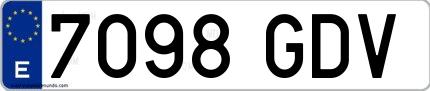 Ejemplo de matrícula española 7098 GDV