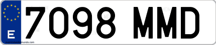 Ejemplo de matrícula de coche ordinaria 7098 MMD