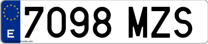 Ejemplo de matrícula de coche ordinaria 7098 MZS
