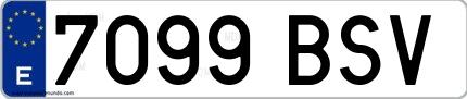 Ejemplo de matrícula española 7099 BSV