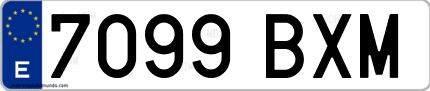 Ejemplo de matrícula de coche ordinaria 7099 BXM