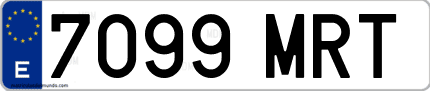 Ejemplo de matrícula de coche ordinaria 7099 MRT