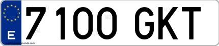 Ejemplo de matrícula española 7100 GKT