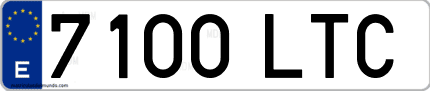 Ejemplo de matrícula de coche ordinaria 7100 LTC