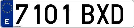 Ejemplo de matrícula española 7101 BXD