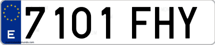 Ejemplo de matrícula de coche ordinaria 7101 FHY