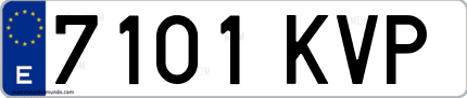Ejemplo de matrícula de coche ordinaria 7101 KVP
