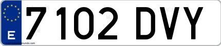 Ejemplo de matrícula española 7102 DVY