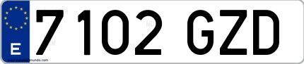 Ejemplo de matrícula española 7102 GZD