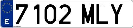 Ejemplo de matrícula de coche ordinaria 7102 MLY