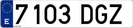 Ejemplo de matrícula española 7103 DGZ