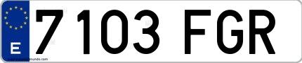Ejemplo de matrícula española 7103 FGR