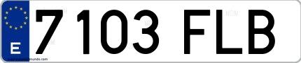 Ejemplo de matrícula española 7103 FLB