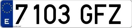 Ejemplo de matrícula española 7103 GFZ