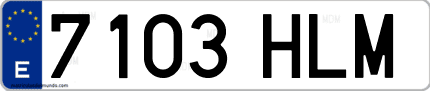 Ejemplo de matrícula de coche ordinaria 7103 HLM
