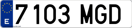 Ejemplo de matrícula de coche ordinaria 7103 MGD