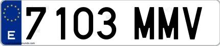 Ejemplo de matrícula española 7103 MMV