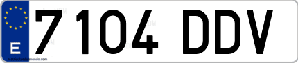 Ejemplo de matrícula de coche ordinaria 7104 DDV
