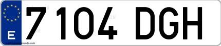 Ejemplo de matrícula española 7104 DGH