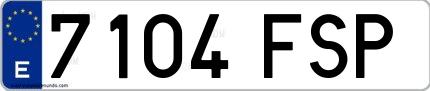 Ejemplo de matrícula española 7104 FSP