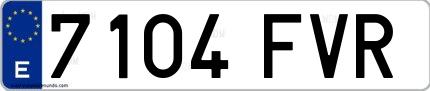 Ejemplo de matrícula española 7104 FVR