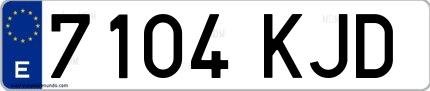Ejemplo de matrícula española 7104 KJD