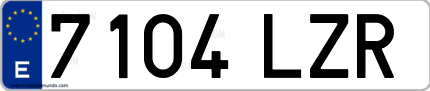 Ejemplo de matrícula de coche ordinaria 7104 LZR